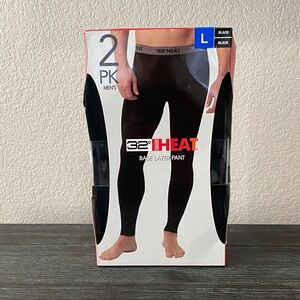 32 Degrees Heat Men's 2-Pack Thermal Base Layer Pant, Black/Large